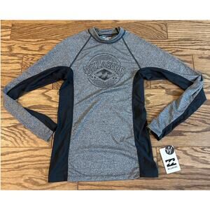 Youth UVSurf Boy 50 UPF Long Sleeve Rash Vest Sz Large NWT Grey Black Billabong